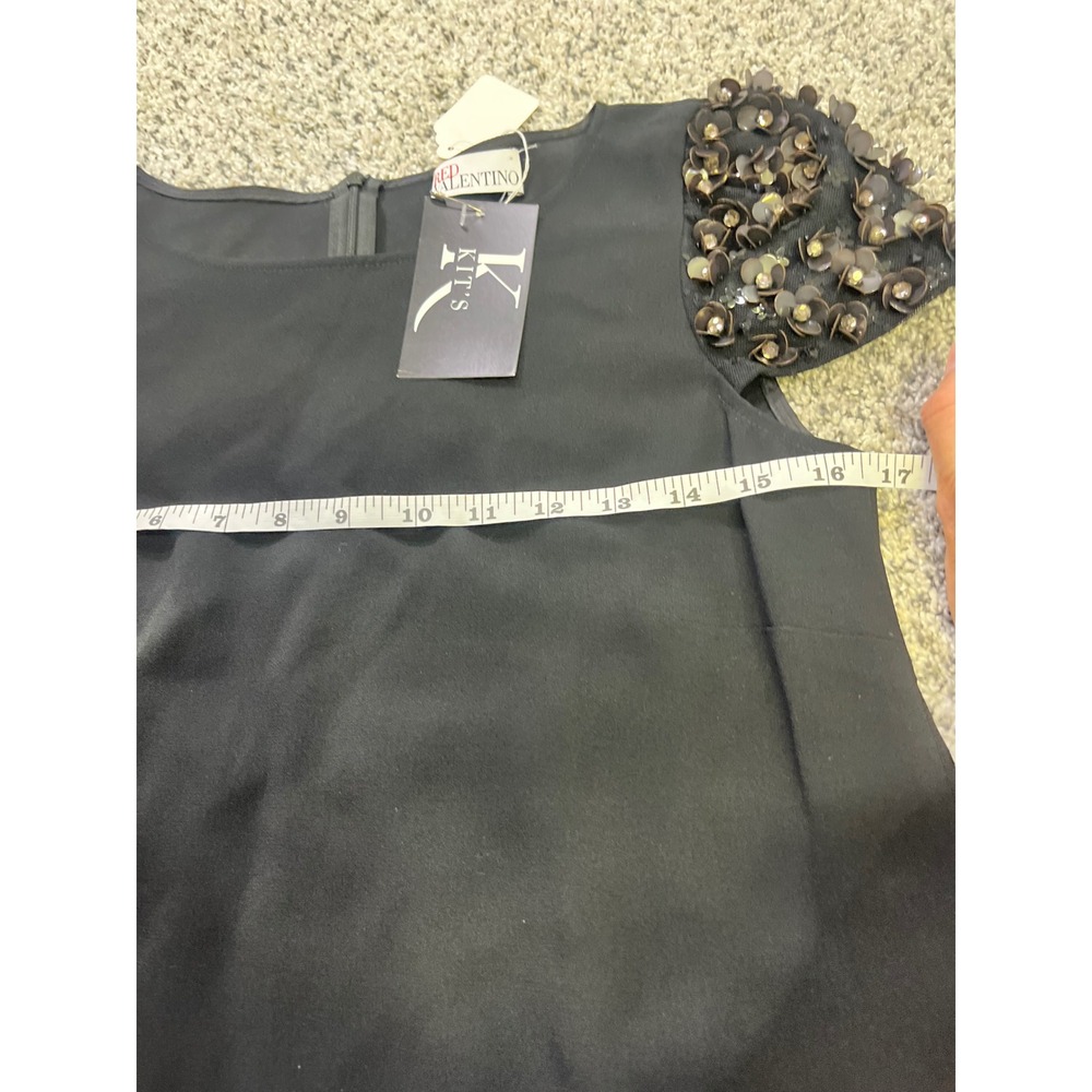 RED Valentino Black Sheath Dress Beaded Cap Sleeves IT 42 US 6 NWT Cocktail - Picture 11 of 13